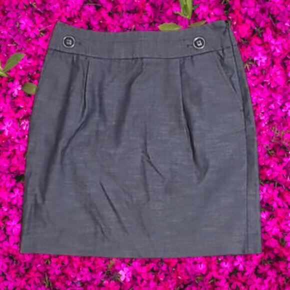 LOFT Blue Denim Pleated Bubble Mini Skirt - Picture 1 of 4